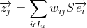 \overrightarrow{z_j}=\sum _{i\epsilon I_u}w_{ij}S\overrightarrow{e_i}
