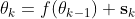 {​{\mathbf{\theta }}_{k}}=f({​{\mathbf{\theta }}_{k-1}})+{​{\mathbf{s}}_{k}}